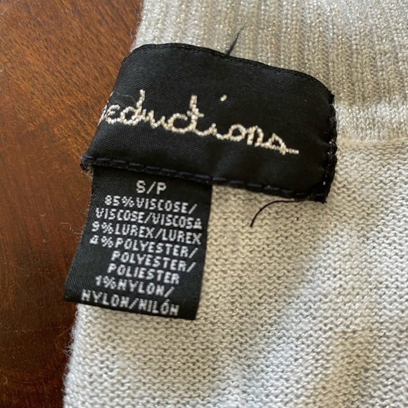 Long Tunic Style Shimmery Silver Sweater - Picture 3 of 5